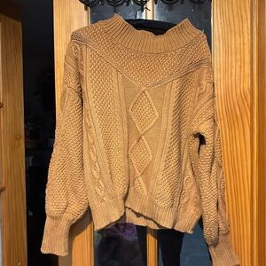 Kivari Camel Cowl Neck Sweater